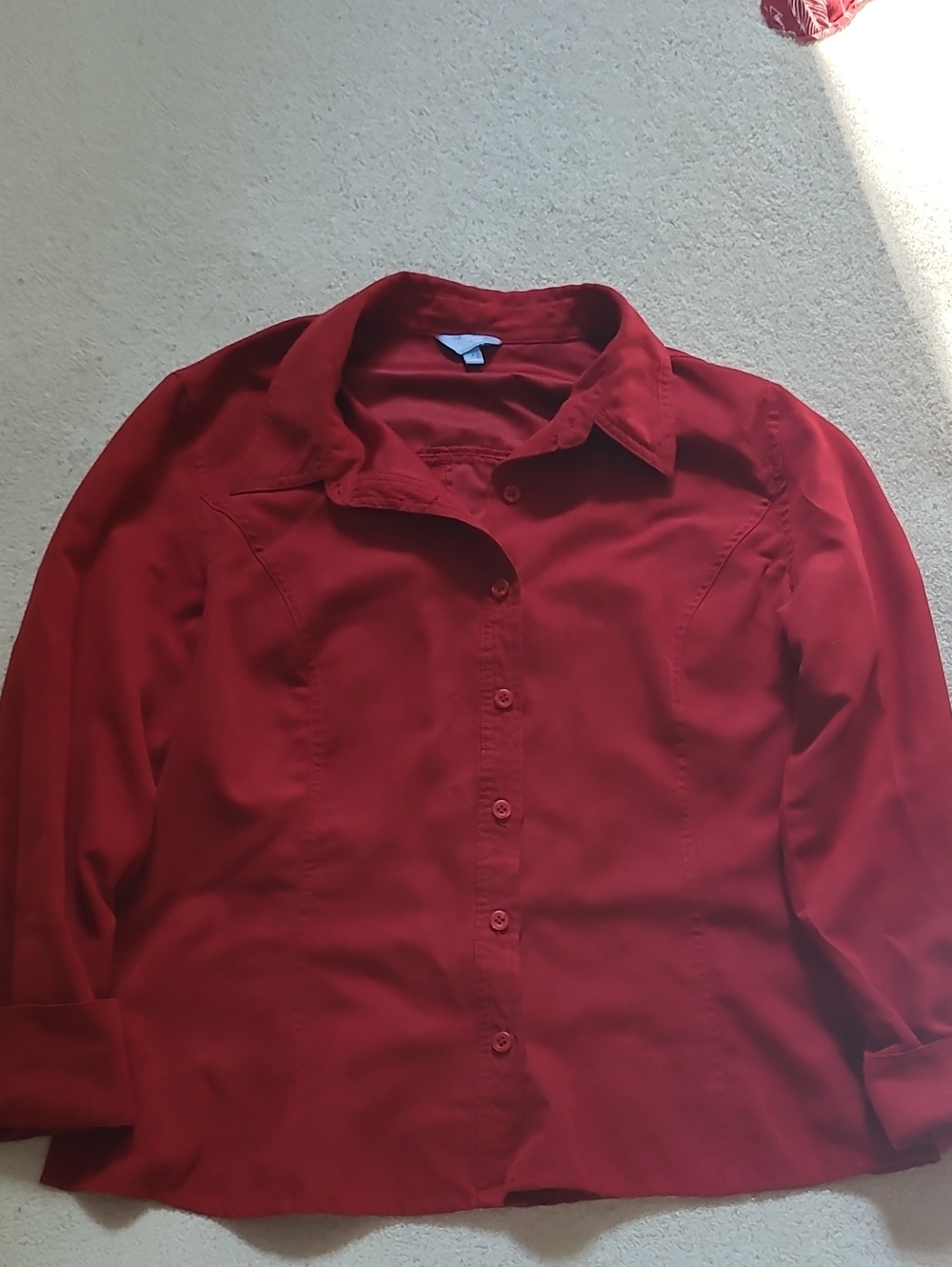 Denver Hayes Women's Red Polyester Button Down Shirt XL